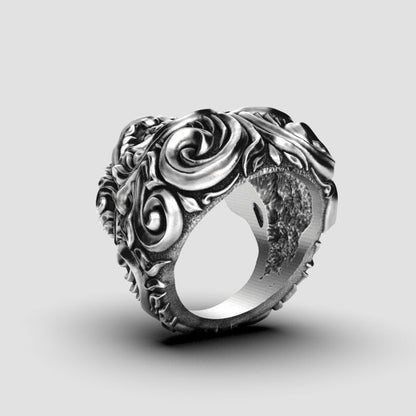 King Baby Studio Large Full Baroque Skull Ring Fine Silver Wedding Ring US5~15