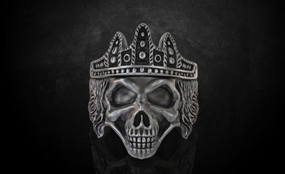 Biker Rider King Monarch Gothic Skull Crown Ring 925 Silver Skull Ring US5-15