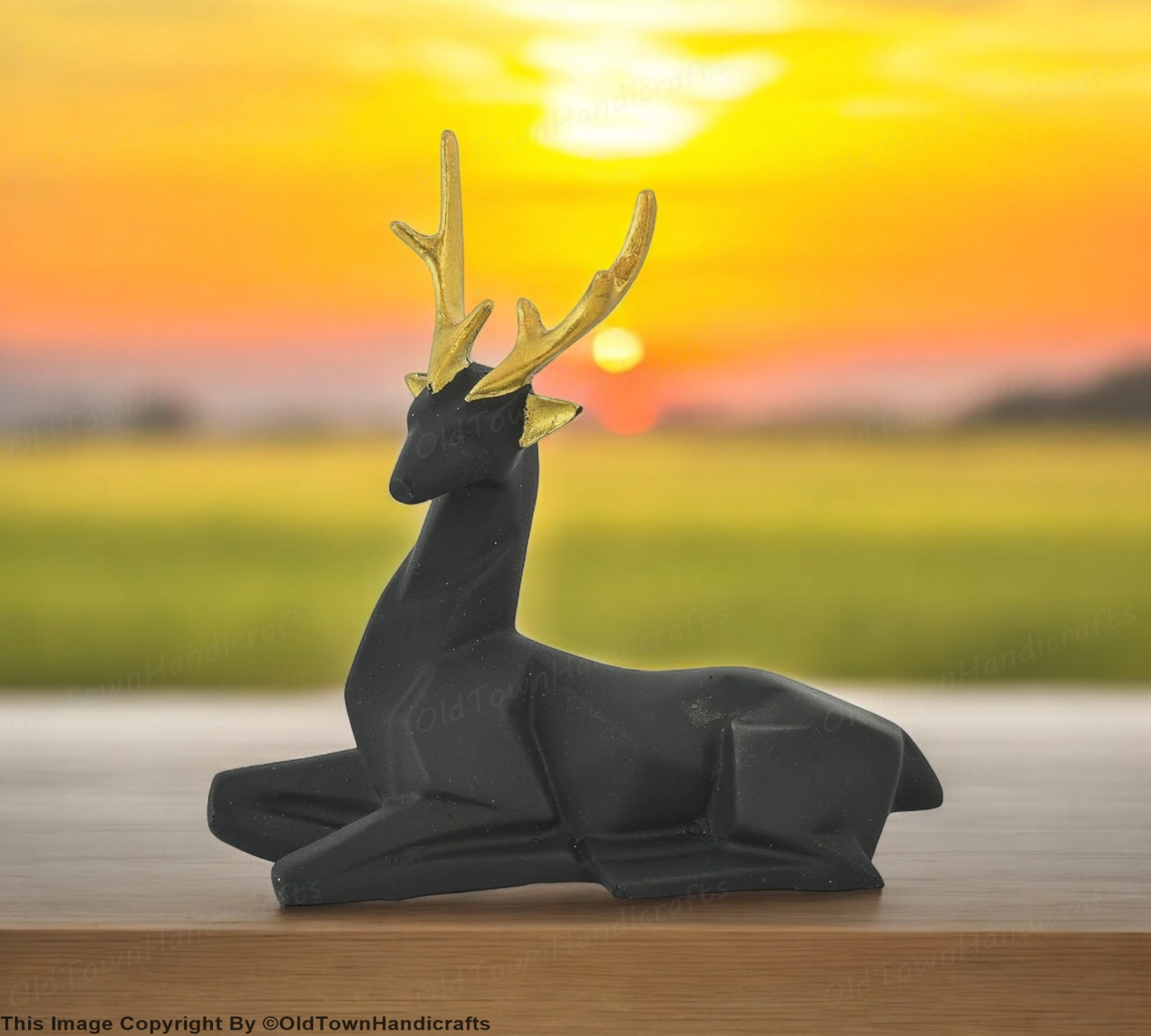 Set of 2 Handcrafted Black Deer Showpiece Home & Office Decor (8x5 Inch)