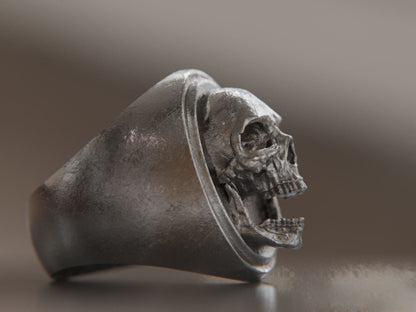Polished Skull Gothic Ring Silver Skull Signet Biker Punk Wedding Ring Us5~15