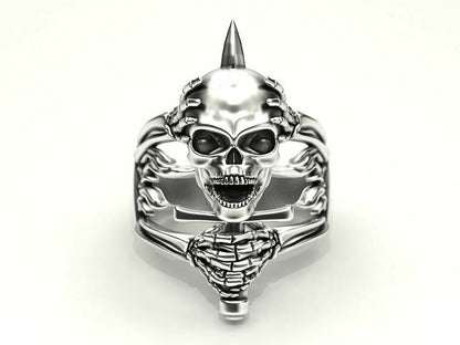 Silver Skull and Bone Biker Ring Gothic Men Women Gift Skull Ring US7-15