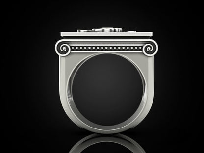 Mason Ring US7-15 Chrome 925 Silver G Symbol Freemason George Washington Style