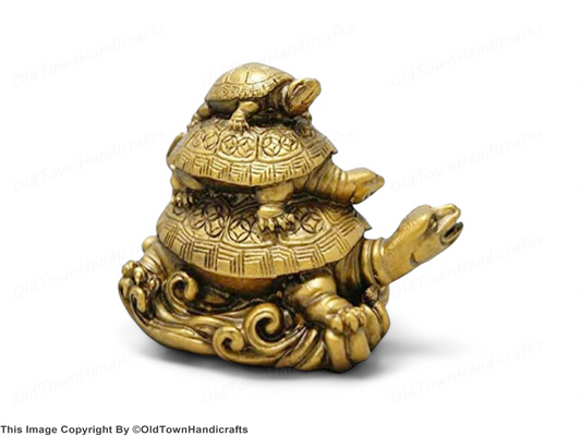 Tortoise Bring Home Prosperity with Our Good Luck Triple Tortoise Turtle Family
