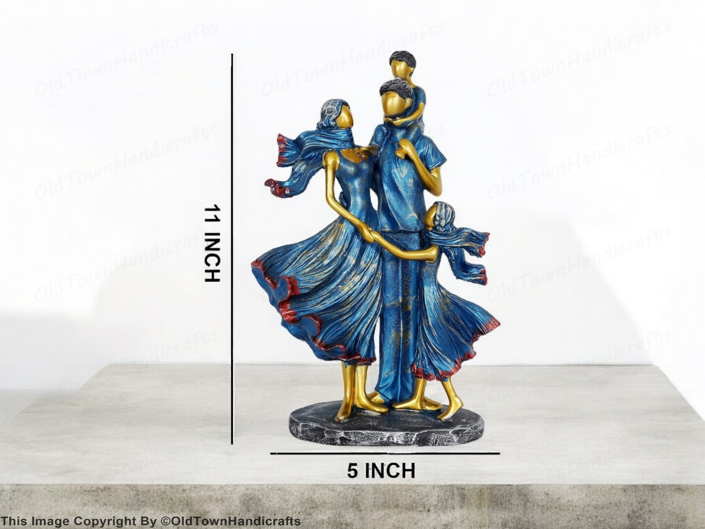 Resin Family Showpiece Blue Home Decor Accent Gift for Living Room Bed Room