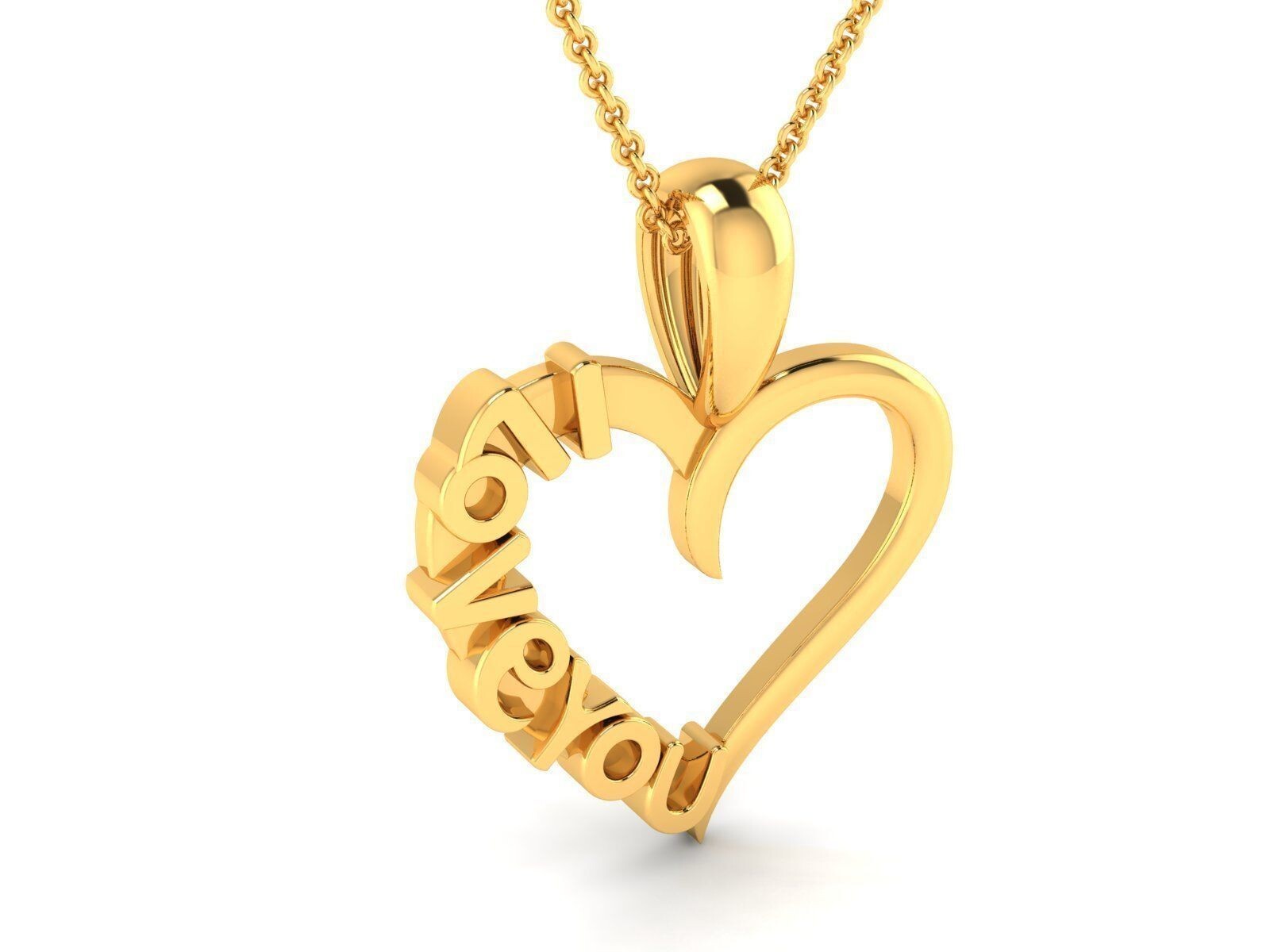 Heart Shape I Love You Brass Pendant Necklace For Women Wife Mom Christmas Gift