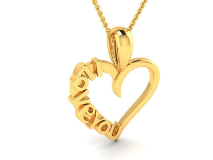 Heart Shape I Love You Brass Pendant Necklace For Women Wife Mom Christmas Gift