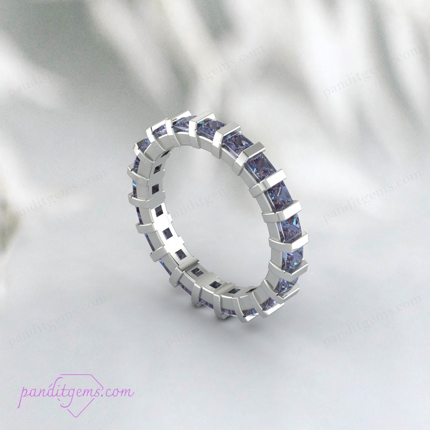 Alexandrite Engagement Band with 14k Yellow Gold Filling