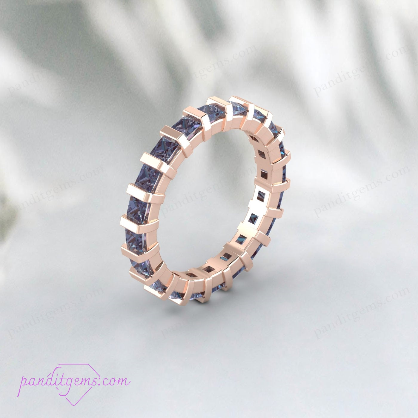 Close-up of a Color-Changing Alexandrite Ring in 925 Sterling Silver