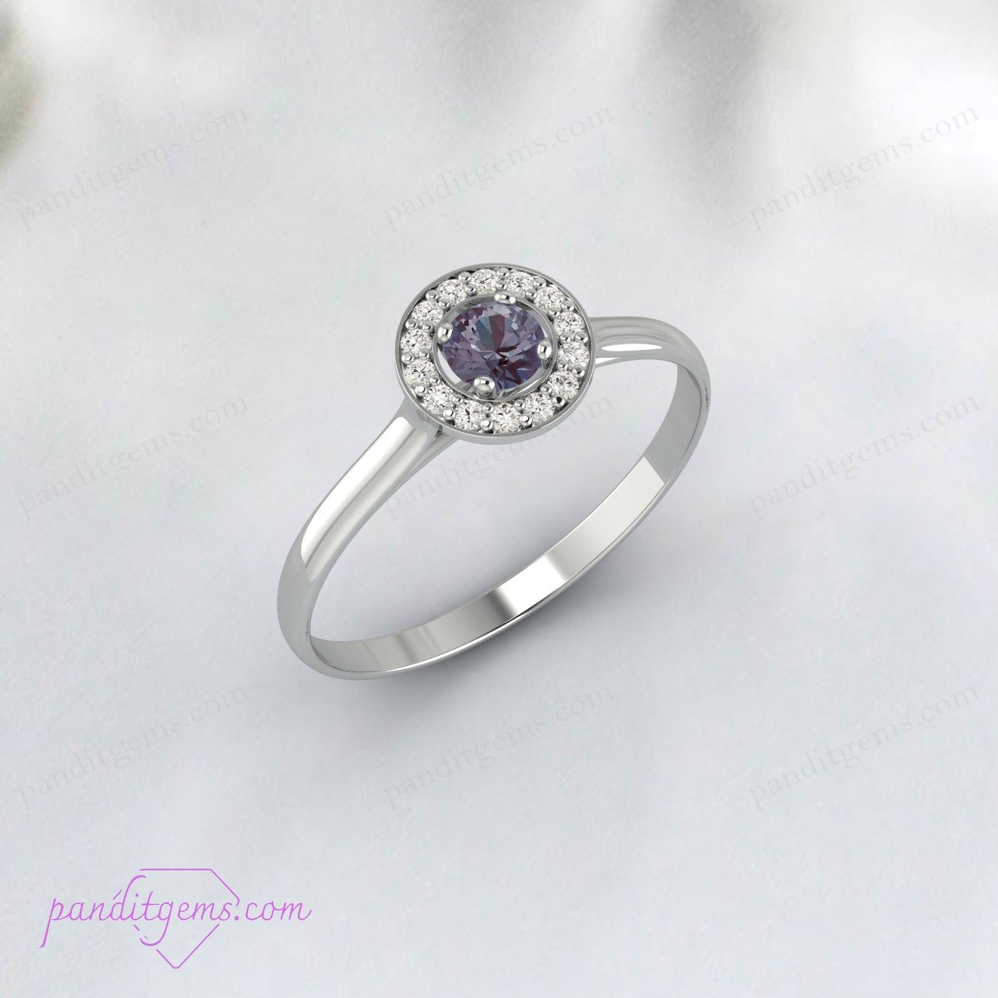 Vintage-style Alexandrite ring handcrafted in rose gold.