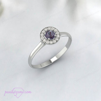 Vintage-style Alexandrite ring handcrafted in rose gold.