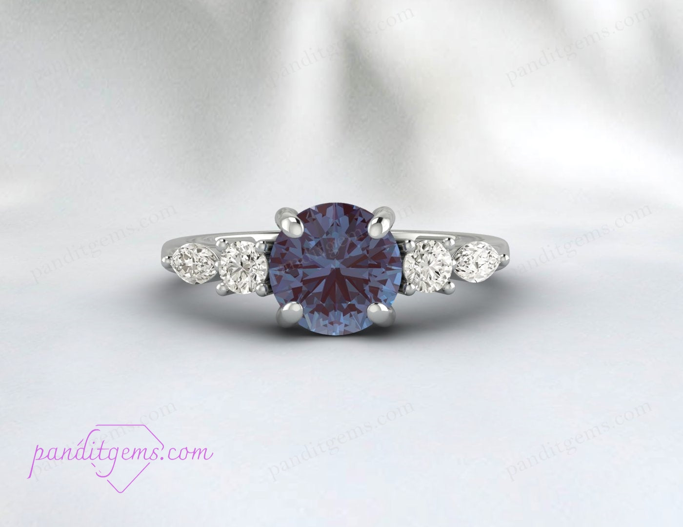 Handcrafted Alexandrite ring with vintage design elements.