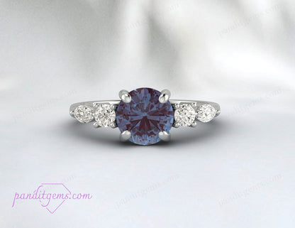 Handcrafted Alexandrite ring with vintage design elements.