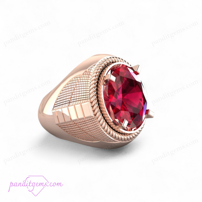 A vintage-inspired ruby ring in sterling silver with Ottoman design for men.