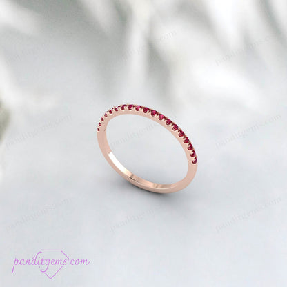 The ruby wedding band paired with bridal accessories.