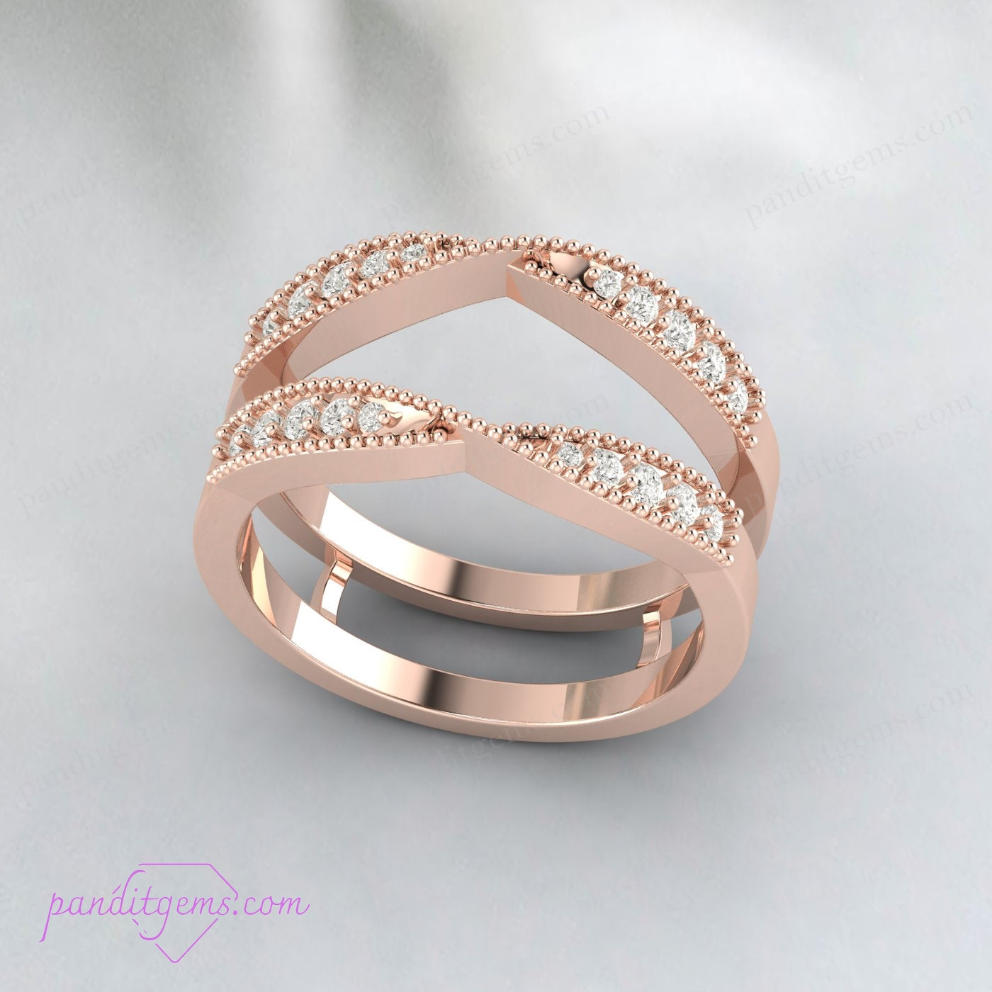 Double Curved Diamond Enhancer Band