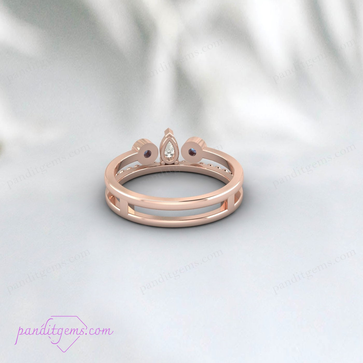 Vintage-Inspired Beaded Shank Ring with Alexandrite and Diamond for Weddings.