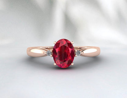 Bague de fiançailles solitaire rubis bague de promesse en argent pour femme