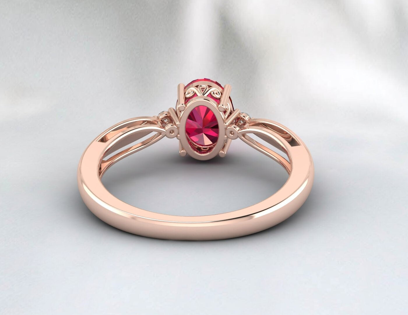 Bague de fiançailles solitaire rubis bague de promesse en argent pour femme