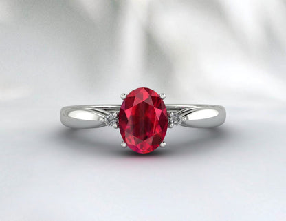 Bague de fiançailles solitaire rubis bague de promesse en argent pour femme