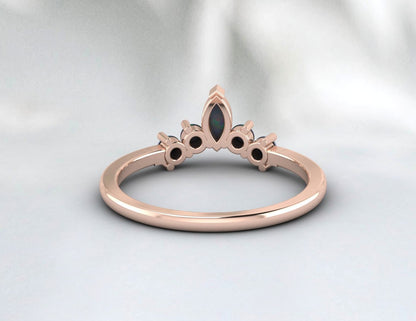 Bague de mariage Unique en opale incurvée pour femmes, bague de mariée Vintage Marquise