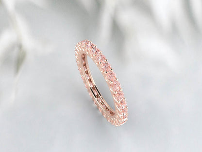 Morganite Stacking Ring Eternity Band Wedding Band Women Bridal Ring