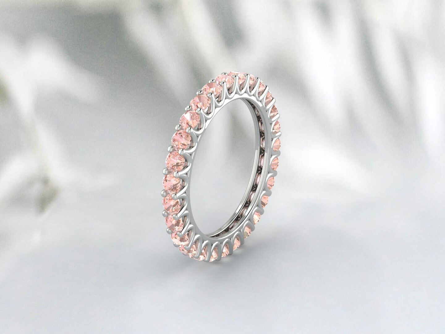 Morganite Stacking Ring Eternity Band Wedding Band Women Bridal Ring