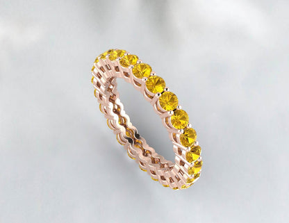 Yellow Citrine Wedding Ring Dainty Ring Silver Anniversary Ring Gift