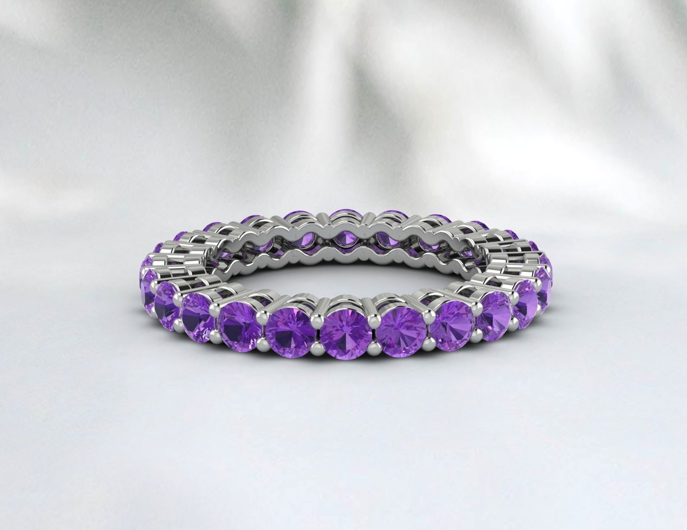 Amethyst Wedding Band 925silver Eternity Bridal Ring Engagement Ring