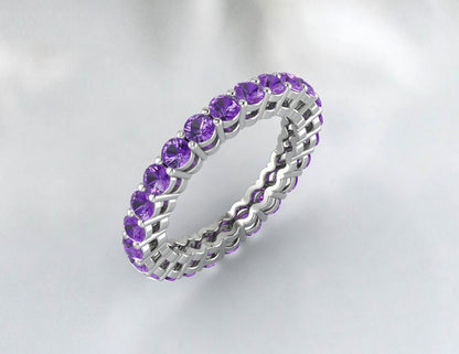 Amethyst Wedding Band 925silver Eternity Bridal Ring Engagement Ring