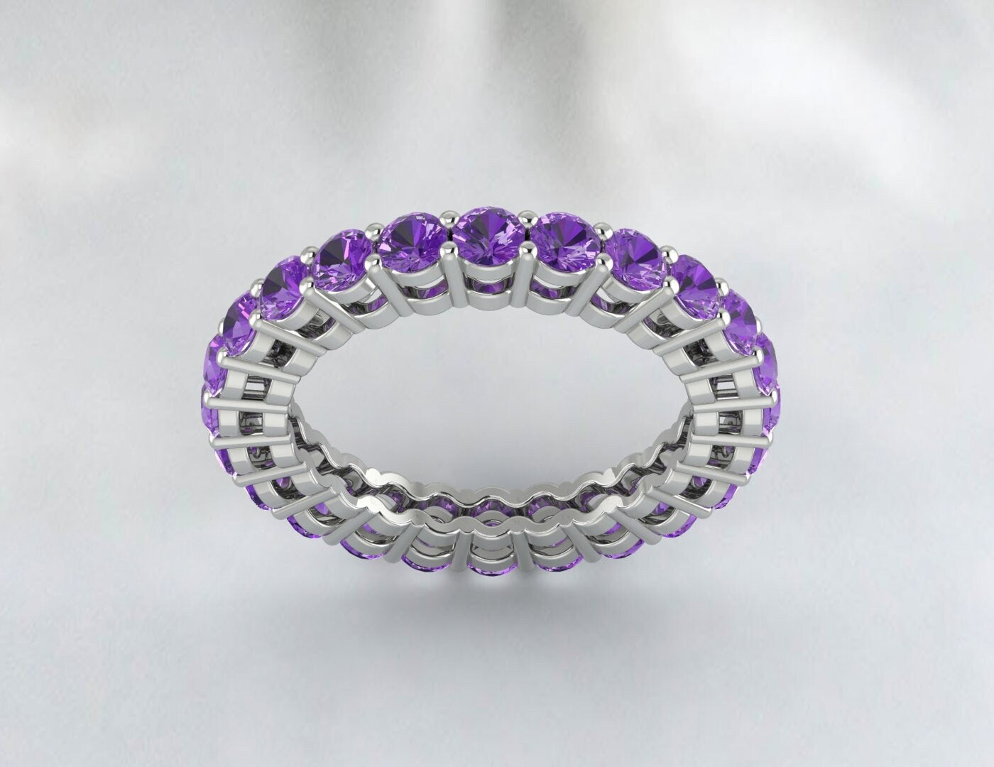 Amethyst Wedding Band 925silver Eternity Bridal Ring Engagement Ring