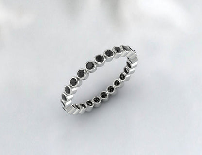 Black Onyx Wedding Band Silver Minimalist Band Anniversary Gift