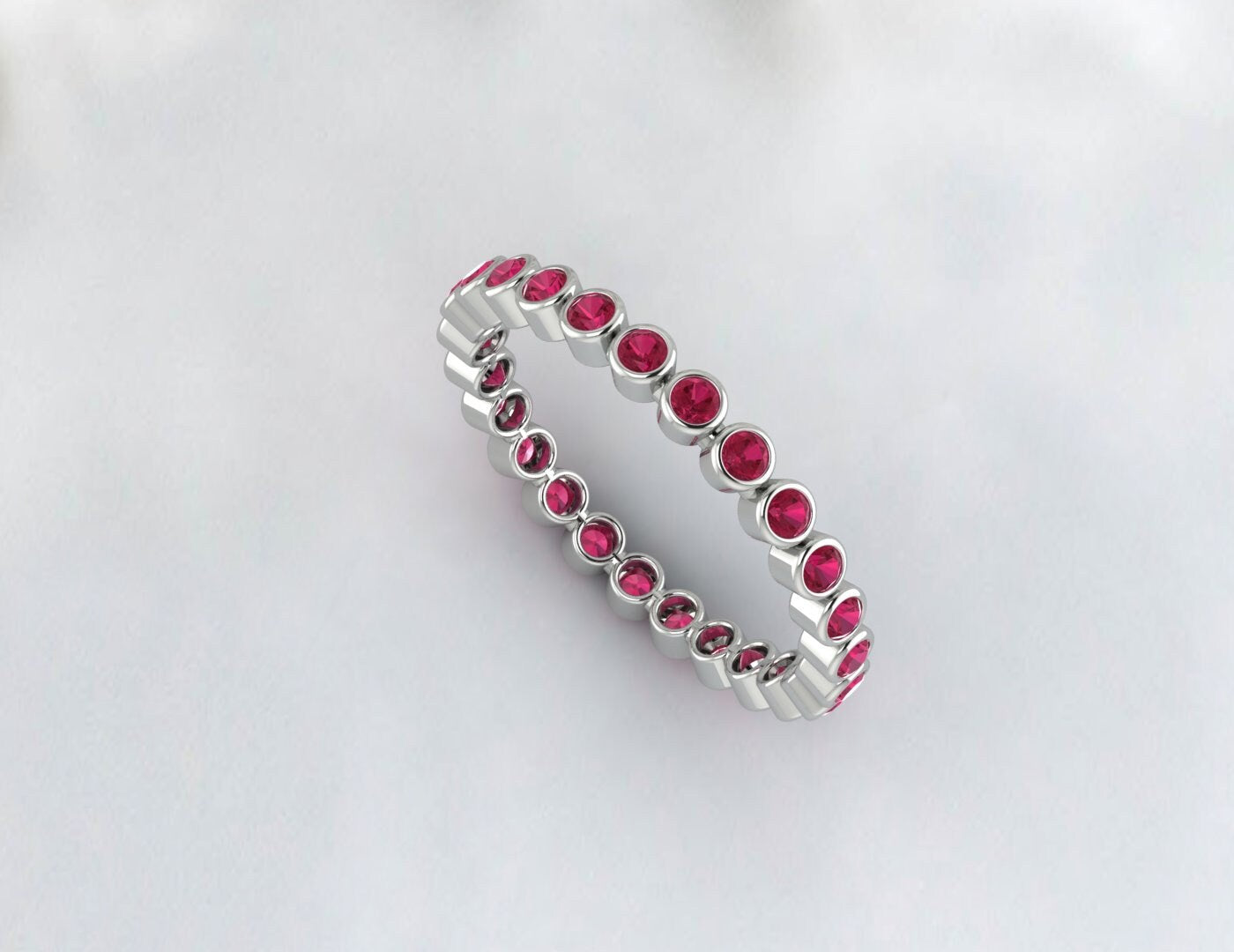 Ruby full Eternity Bezel Set Band 14K Solid Gold Full Eternity July Birthstone Band