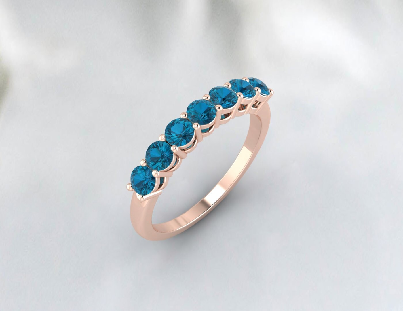 Natural London Blue Topaz Ring Silver Wedding Band Anniversary Gift