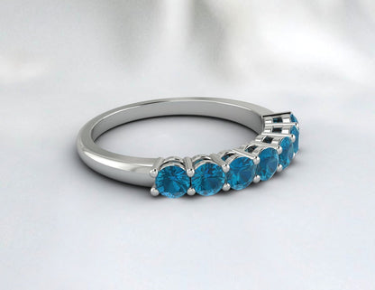 Natural London Blue Topaz Ring Silver Wedding Band Anniversary Gift