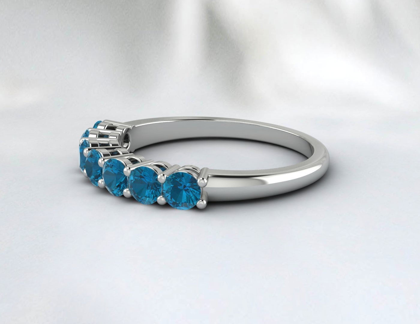 Natural London Blue Topaz Ring Silver Wedding Band Anniversary Gift