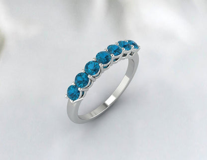 Natural London Blue Topaz Ring Silver Wedding Band Anniversary Gift