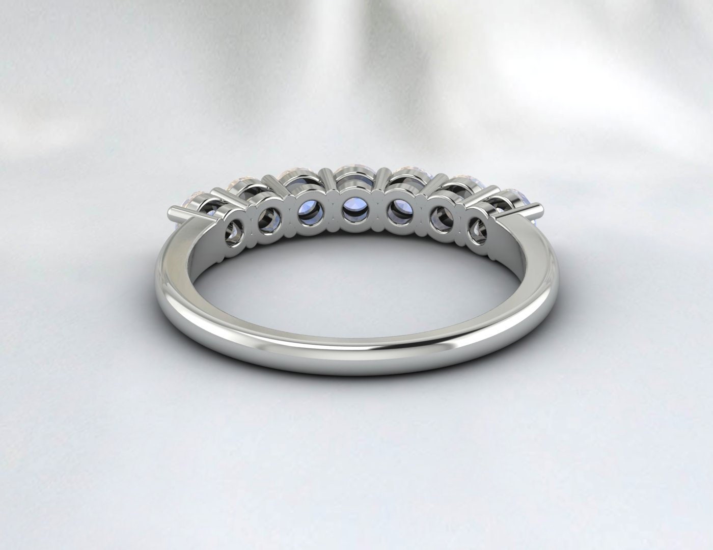 Moonstone Ring Dainty Rainbow Moonstone Half Eternity Wedding Band