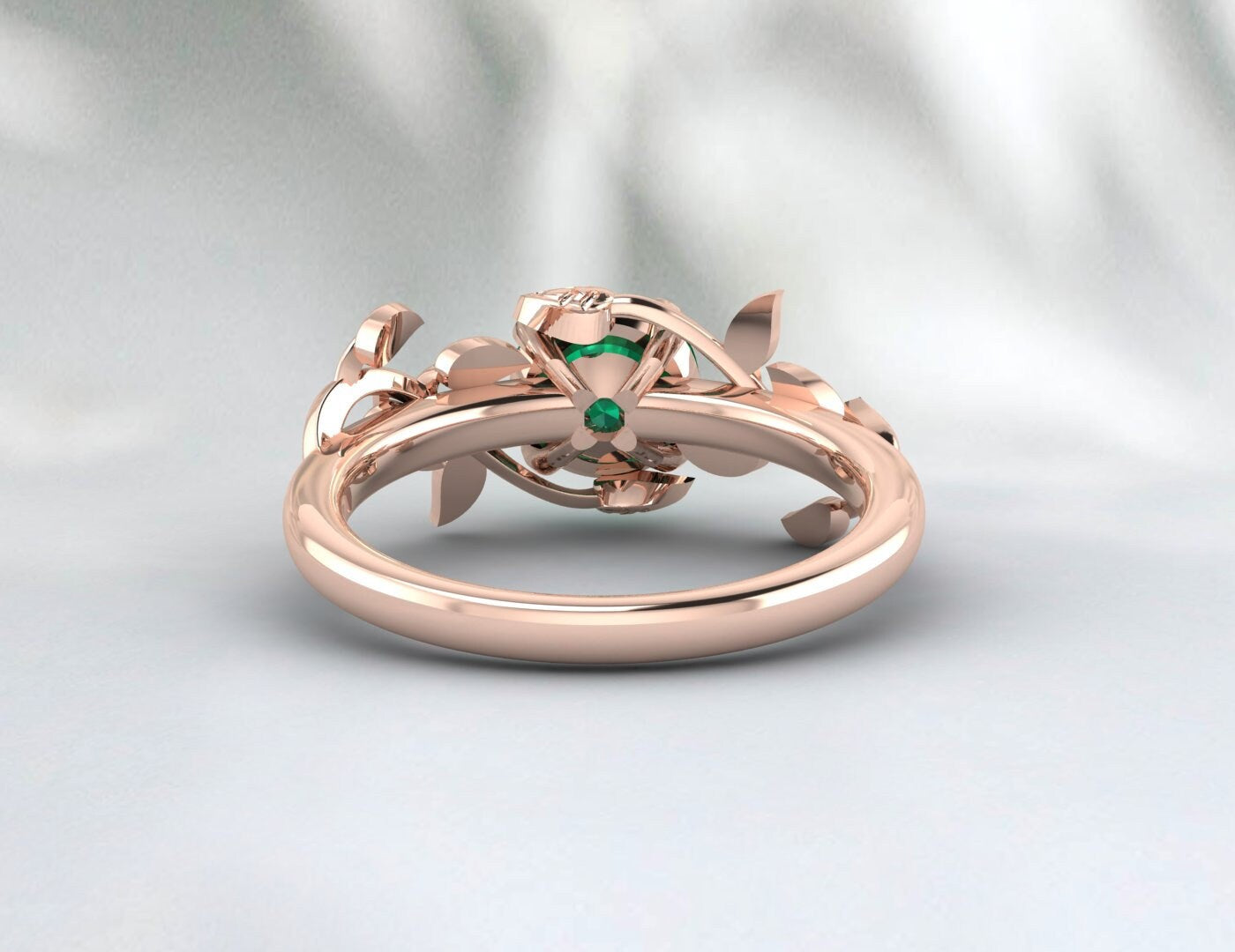 Emerald Engagement Ring Inspired Leaf Ring Promise Ring For Her