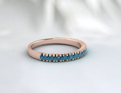 Eternity Band Bague topaze bleue de Londres Bague d'anniversaire Bande en argent