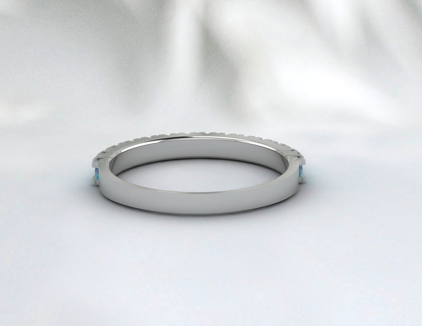 Eternity Band Bague topaze bleue de Londres Bague d'anniversaire Bande en argent