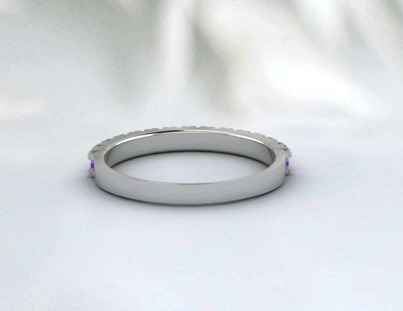 Amethyst Wedding Band 925 Silver Half Eternity Wedding Bridal Ring