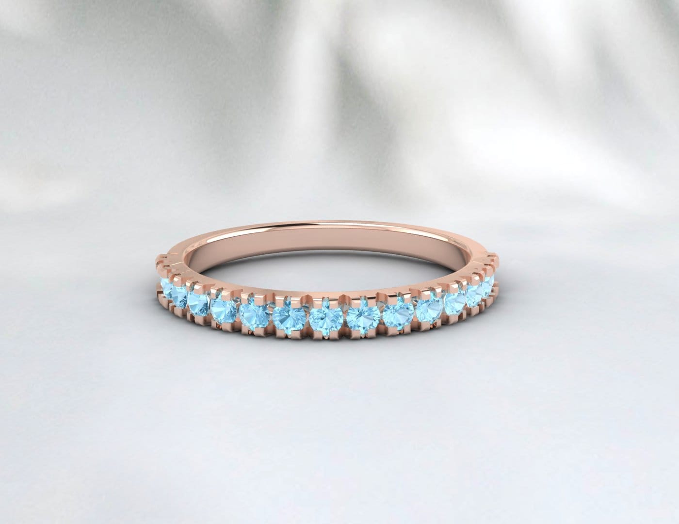 Aquamarine Eternity Ring Half Eternity Band Aquamarine Wedding Band