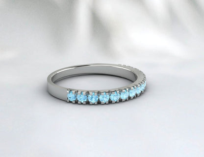 Aquamarine Eternity Ring Half Eternity Band Aquamarine Wedding Band