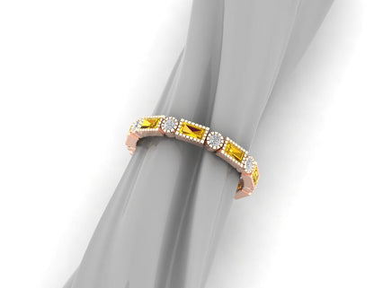 Baguette Citrine Wedding Ring Cz Diamond Eternity Band Stacking Band