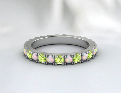 Opal And Peridot Ring Opal Eternity Wedding Band Christmas Day Gift