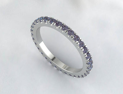 Full Eternity Alexandrite Wedding Ring Eternity Band 925 Silver Ring