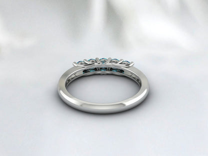 London Blue Topaze Ternity Wedding Band Engagement Ring Bridal Gift