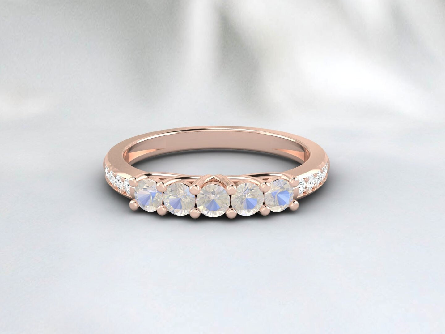 Rainbow Moonstone Engagement Ring Delicate Ring Vintage Promise Ring