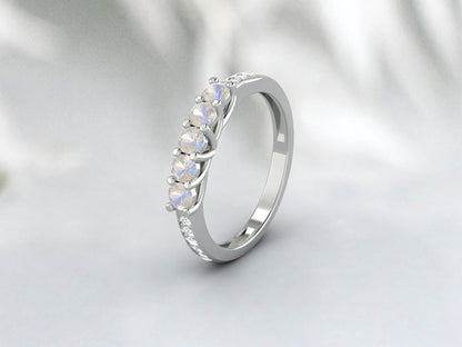 Rainbow Moonstone Engagement Ring Delicate Ring Vintage Promise Ring