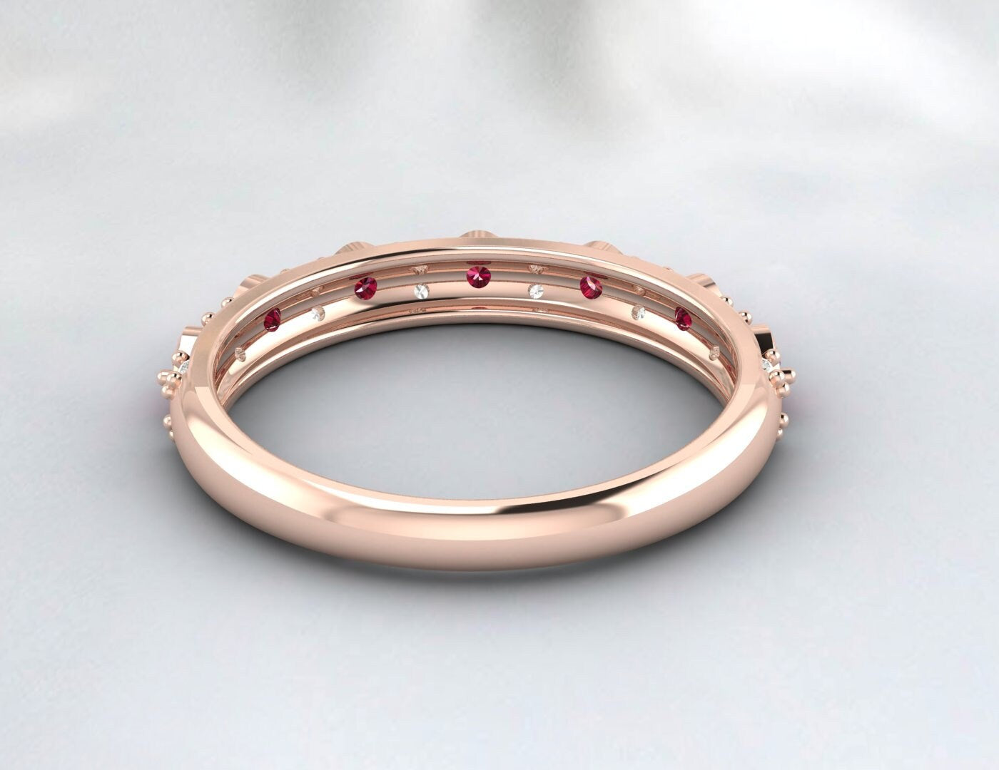 Ruby Half Eternity Band Shining Myanmar Ruby Ring Anniversary Gift